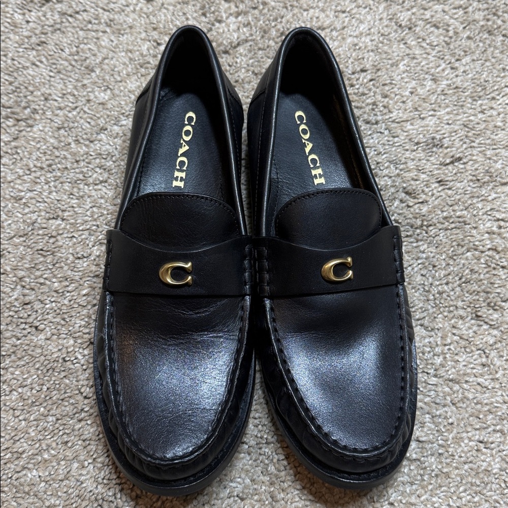 Coach Black Leather Jolene Loafers Size 8 Classic, Comfortable Loafer - Picture 2 of 7